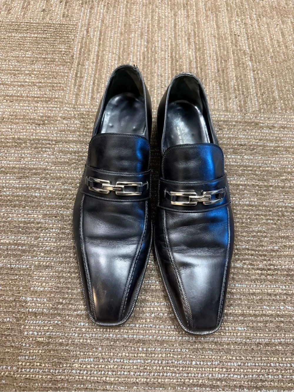 Dolce & Gabbana Black Leather Slip-On Loafers